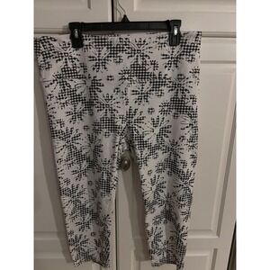 Suave Capri Leggings Woman 1X Revolutionary Tummy‎ Control Black White floral